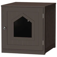 18.9" Cat Hidden Litter Box Enclosure End Table Kitty Indoor Pet Crate Box Brown