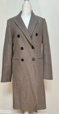 NEW Zara Manteco Womens Brown Long Collared Sleeve Double Breasted Pea Coat Sz S