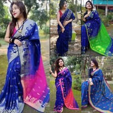 Women's Cotton Silk Saree with Separate Blouse piece