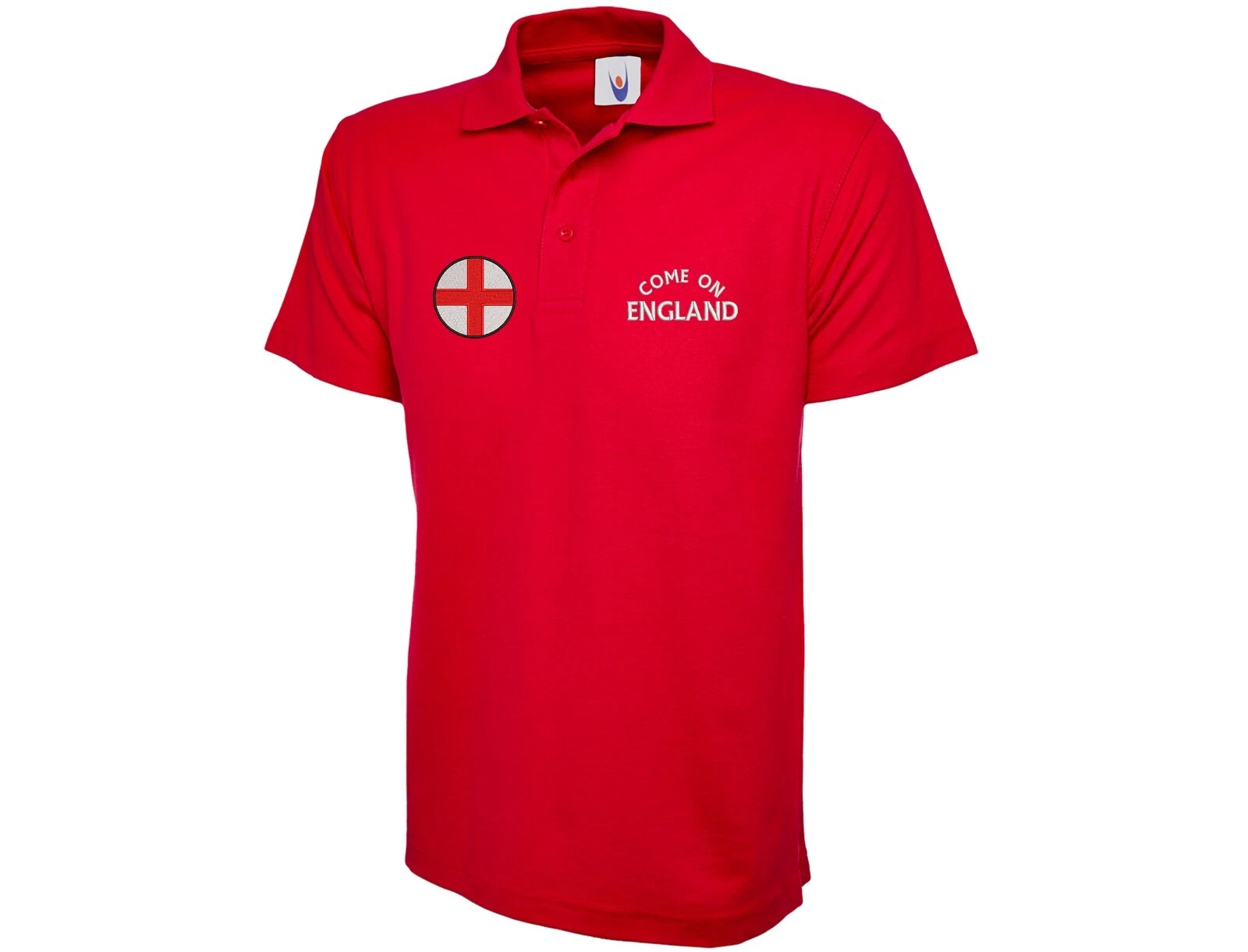 Come On England Embroidered Mens Football Polo-Shirt St George