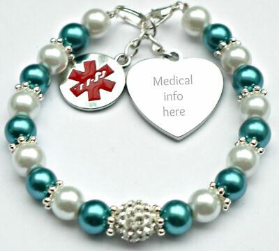 SALE Personalised Medical Alert SOS Emergency  Bracelet & Medical Charm Any Info
