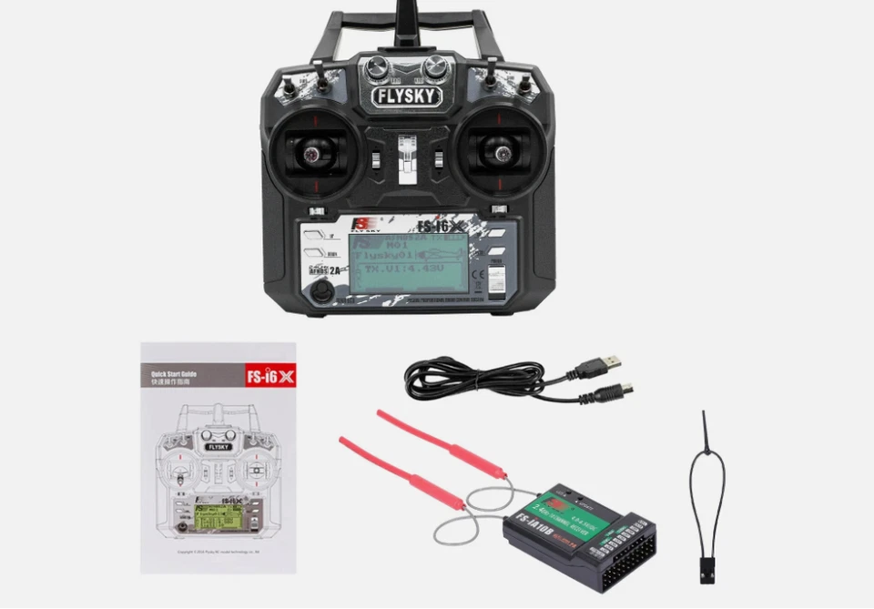 FS-i6X 2.4GHz 10CH RC Transmitter W/ FS-iA10B Receiver for RC Drone Airplane - Image 2 of 3
