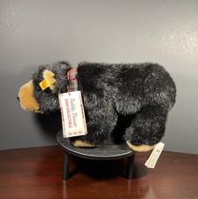Eddie Bauer 2009 Steiff Black Bear Teddy Bauer Plush w/ Tags Ear Button Scarf