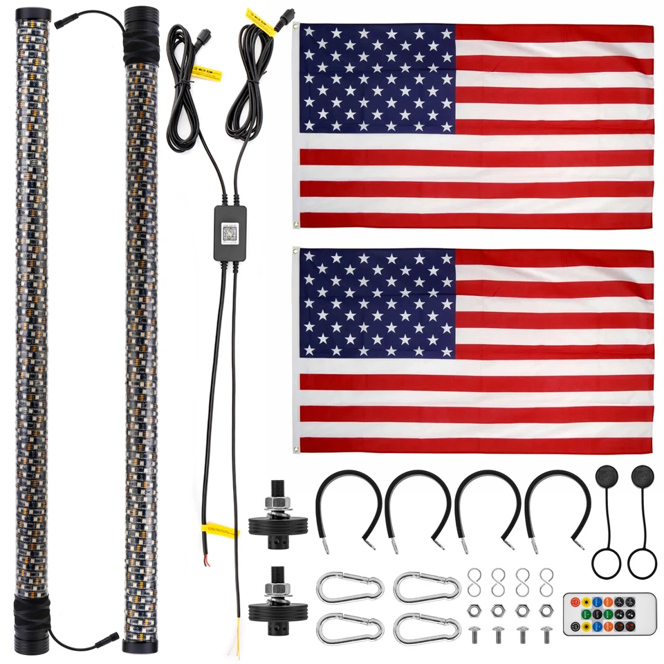 2x 3FT Thick Fat LED Whip Chasing RGB Lights For Can-Am Outlander Max 1000 1000R - Image 4 of 4