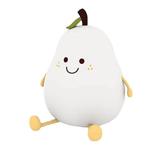 Aolyty Kids Night Light, Cute Silicone Pear Table Lamp Warm Light&7 Colors Modes Clap Light with Timer Dimmable Bedside Lamp USB Charge Gifts for
