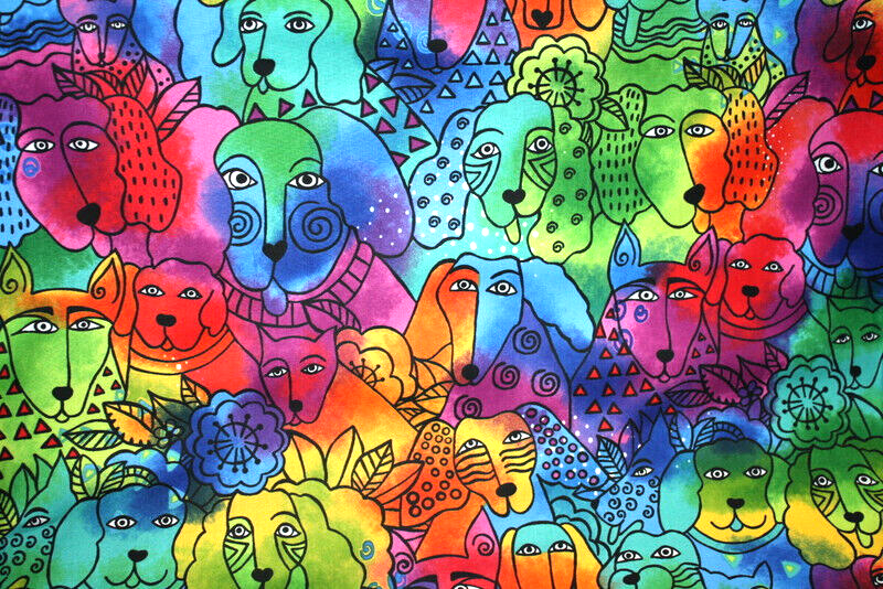 Laurel Burch Kindred Canines Gilded Multicolor Dog Art Watch