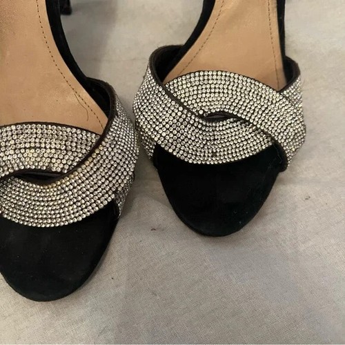 Schutz Jolita Crystal-Embellished Metallic Leather Sandals Black Size 9 - Picture 3 of 7