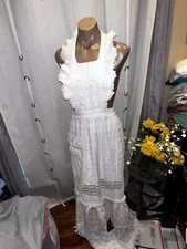 Vintage Now! Designs San Francisco Long Cream Cottage Core Apron VTG Kitchen 70s