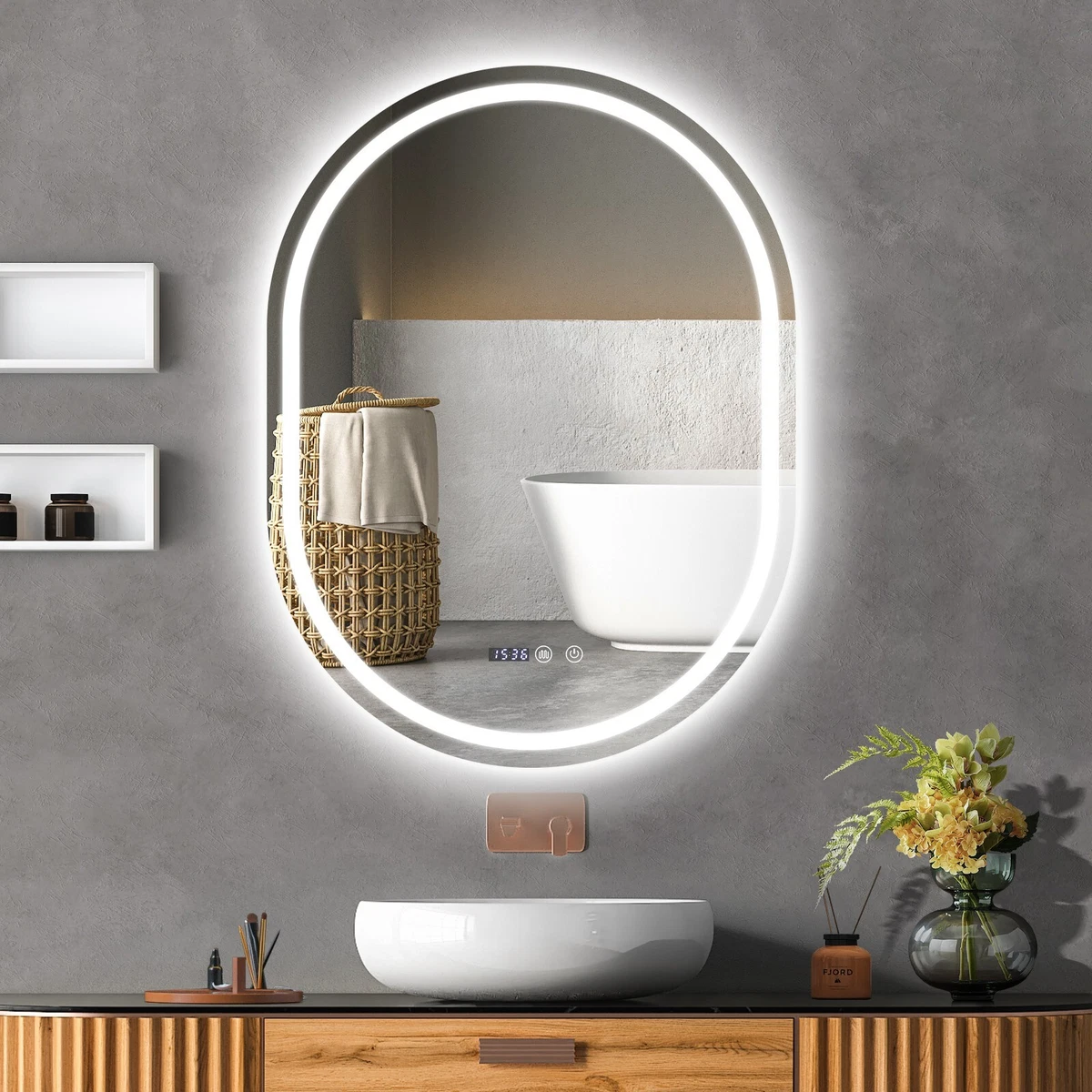 Specchio esagonale vintage con cornice in ottone (anni'70