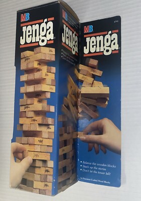 Complete Vintage 1986 Jenga MB Game 54 Wood Blocks Tower Made USA 4793 Milton