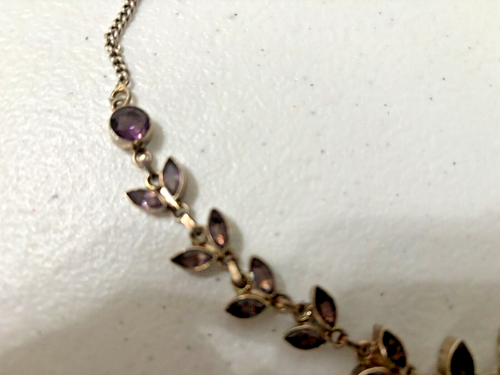 Vintage necklace with deep purple stones - 20 inch chain - Afbeelding 4 van 5