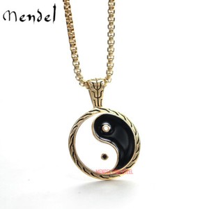Authentic Mendel Gold Plated Tone Good Luck Protection Yin Ying Yang Pendant Necklace