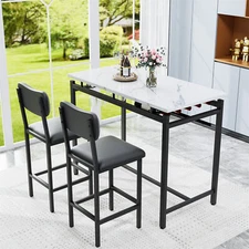 3 Piece Dining Table Set Table and 2 Chairs Home Kitchen Breakfast Furniture