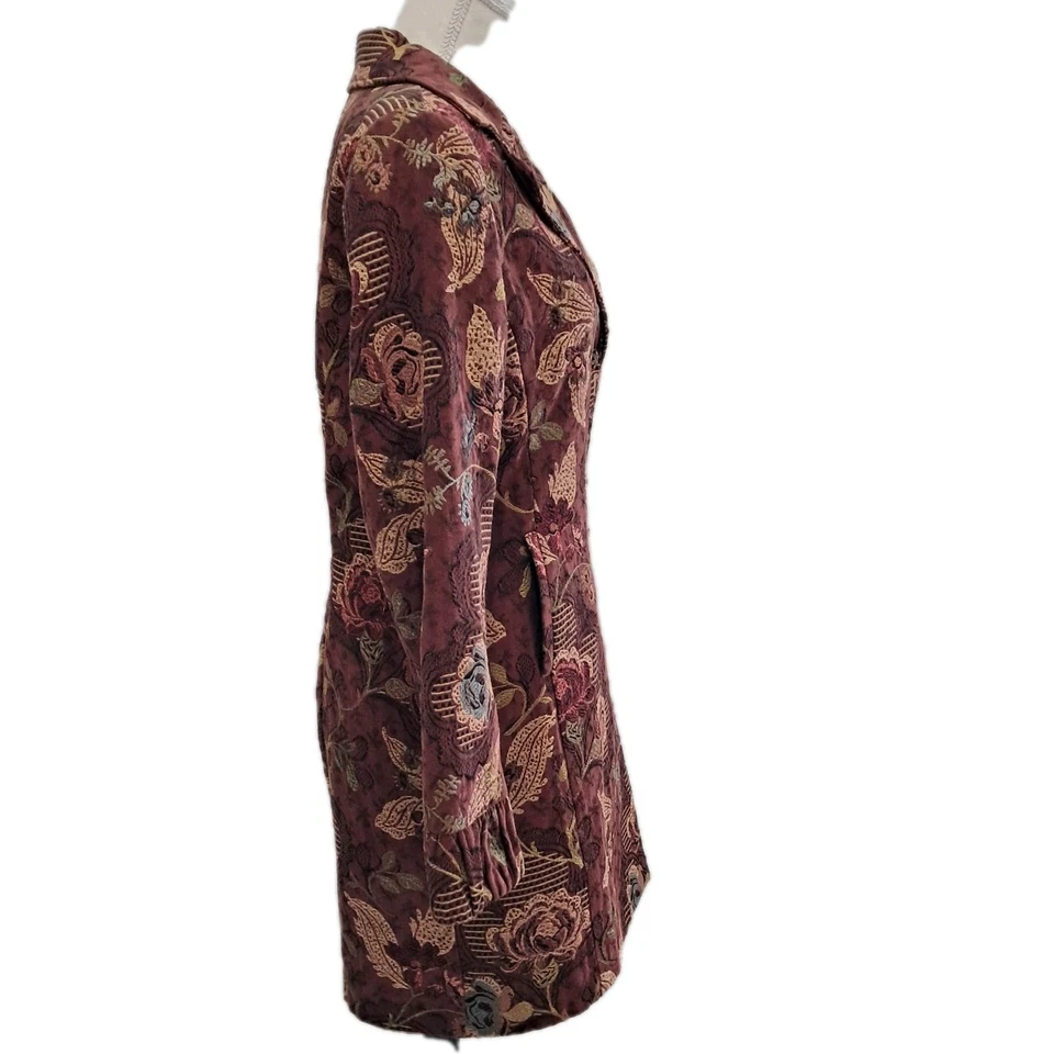 Chaqueta gabardina floral jacobea Cabi para mujer talla grande 14 tapiz brocado Foto 3 de 4