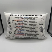 To My Beloved Mum Throw Pillow 12 X 18 Inch Inspirational Gift for Mom