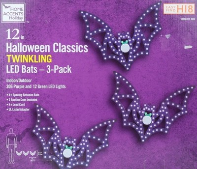 Halloween Classics TWINKLING LED Fledermäuse - 3er Pack | Home Depot Halloween