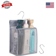 Hanging Mesh Shower Caddy Organizer Bathroom Storage Bag with Hooks for Colle...
