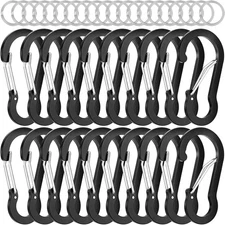 sprookber 2" Small Carabiner Clip, D Ring Caribeener, Spring Snap Hook Black 