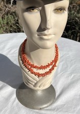 ANTIQUE VINTAGE NATURAL CORAL 1930’s ART DECO JOSEPHINE BAKER CHOKER NECKLACE