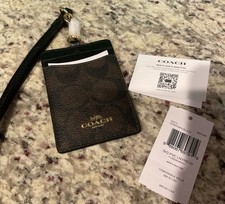 COACH Signature PVC Lanyard ID badge card holder in brown/black MSRP 68 NWT