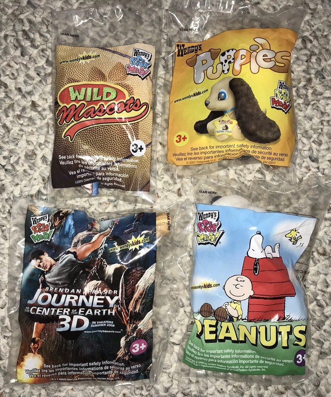 Lot Of 4 New Vintage Wendy’s Meal Kids Toys Lot Snoopy Puppies Wild Mascots