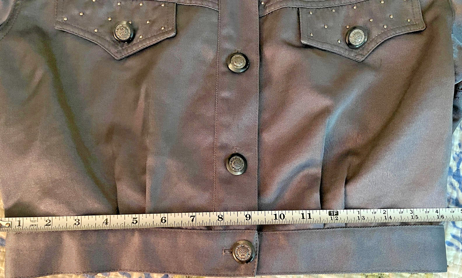 VTG Cache Silver/Gray Studded Button Down Party J… - image 11