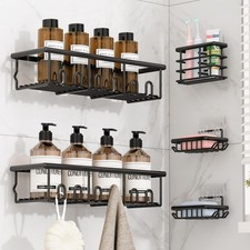 5 Pack Adhesive Bathroom Holders Dispensers for Kids Adults, Black