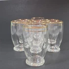 Anchor Hocking Gold Edge & Hairline Set of 9 Vintage Mid-Century Glasses 3 1/2”