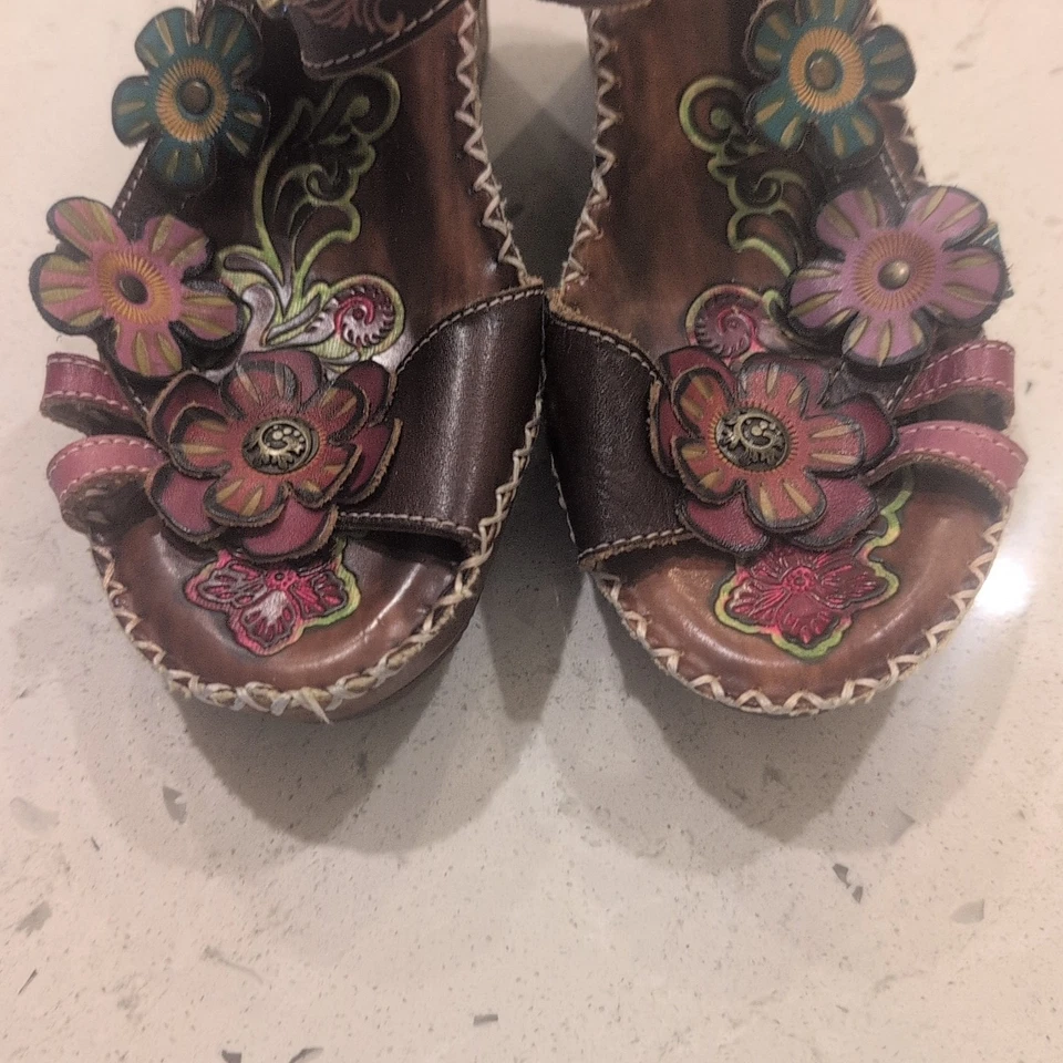 Spring Step L'Artiste Strap Wedge Sandals Heel Women SIZE 36 - Image 3 of 4