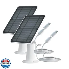 WININMETA Solar Panel Charger 5W 2-Pack for EufyCam 3/3C/2C Pro IP65-rated