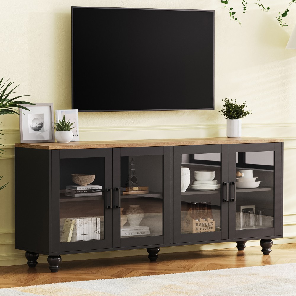 TV Cabinet W Glass Doors Features Adjustable Shelves Include