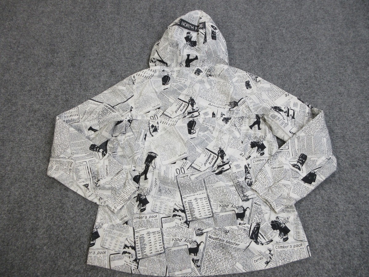 North Face WindWall Jacket Womens Medium Newspaper Print