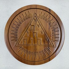 Symbol Protection for Occult Magical Rituals Wicca Witchcraft Wooden Altar Plate