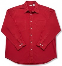 Vintage Levi  s Red Tab Shirt 90s Red Denim Metal Buttons sz Large EUC.