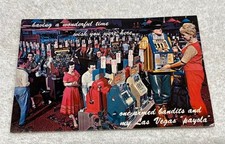 Original 1940's Postcard Featuring Mills, Jennings and a Polk One Armed Bandit