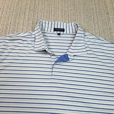 Peter Millar Crown Sport Polo Shirt Mens 2XL Blue Striped Golf Short Sleeve