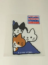 B-Side Label Sticker Neko 3 cats blue triangle corner Waterproof US SELLER
