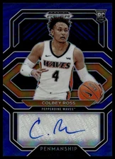 2021 Panini Prizm Draft Picks Colbey Ross #CP-CRO Penmanship Auto Blue 135/149