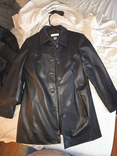 Preston & York Lambskin Leather Jacket Womens Sz Large Black Full Zip