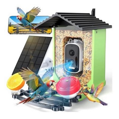 Bird Feeder with Camera, 2K HD AI Identify Smart Bird House Camera with Solar Po