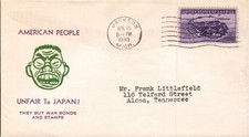 WWII AMERICAN PEOPLE UNFAIR TO JAPAN BUY WAR BONDS APR 15 1945 JACKSON MI CACHET