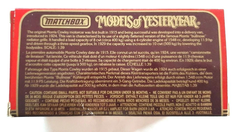 Matchbox Models Of Yesteryear Y-47 (1929) Morris Light Van 'Lindt Chocolat' - Immagine 3 di 4