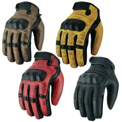 Motorradhandschuhe Leder Sommer perforiert Herren Motorrad Handschuhe - Bild 1 von 4