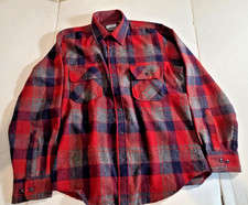 Vintage Fieldmaster Shirt Mens Medium Red Plaid Wool Blend 80s Lumberjack Button