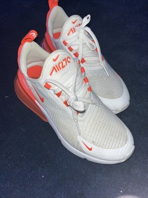 Size 7.5 Wns Nike Air Max 270 Just Do It . All White Mesh with The Back Orange.