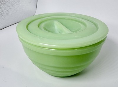 VINTAGE JEANETTE GLASS JADEITE URANIUM BEEHIVE JAR WITH LID | eBay