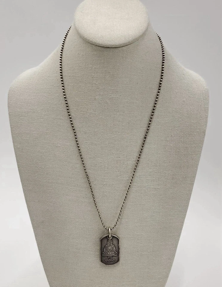 Collar Vintage Plata Esterlina 925 Rey Bebé Buda Etiqueta de Perro 17.04g Foto 4 de 4