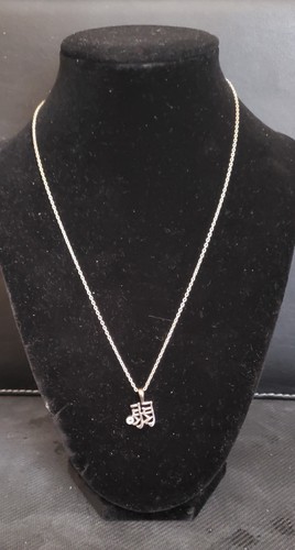 Sterling Silver Chinese Double Joy Pendant Necklace .925 Hallmark ~18" Chain