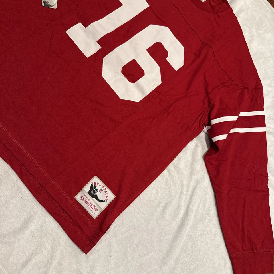 Camiseta deportiva Mitchell & Ness para hombre Joe Montana 49ers retro manga larga tejida XXL 2XL Foto 2 de 4