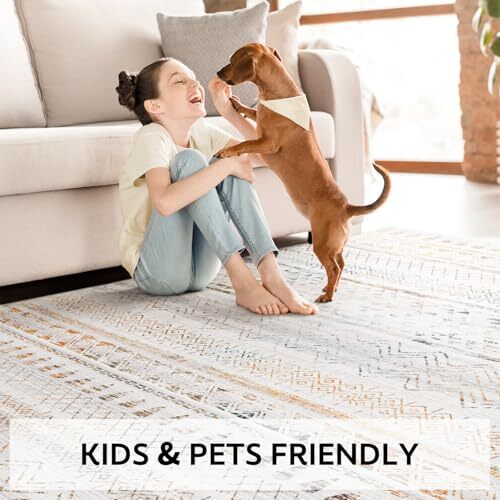 8x10 Area Rugs for Living Room Rugs, Washable Rug Neutral 8'x10' Multi-color - Picture 4 of 6